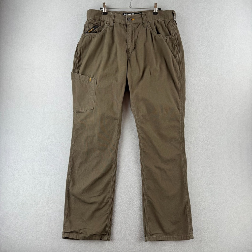 Ariat Pants Mens 32x32 (Fits 32x31) Brown Cargo M4 REBAR Relaxed Fit Straight